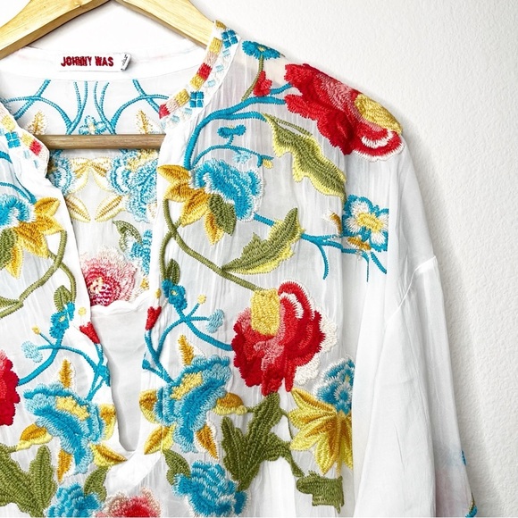 Johnny Was Vagabound Blouse Floral Embroidered Tunic  Blouse Boho - Picture 6 of 13